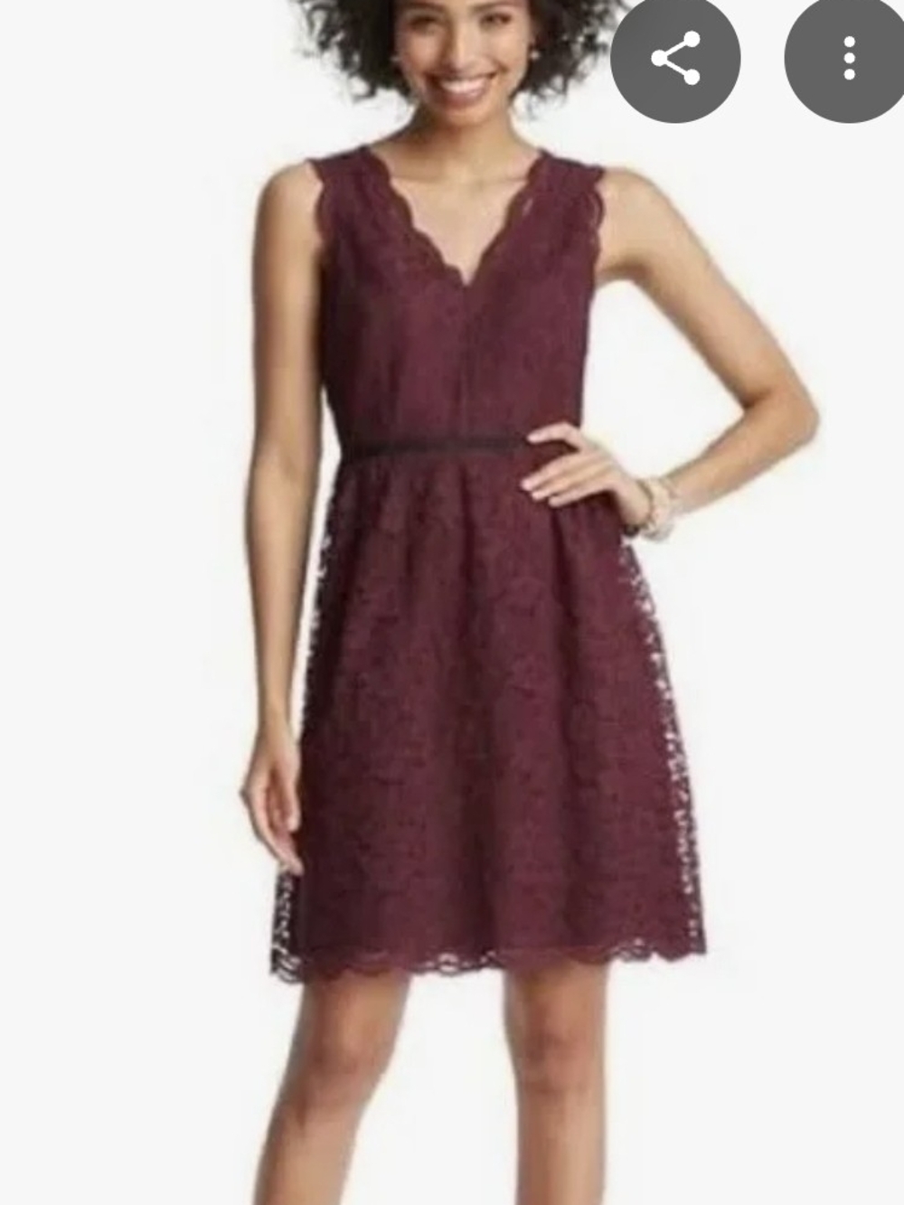 Ann Taylor LOFT Wine Lace V-Neck Sleeveless Mini Dress